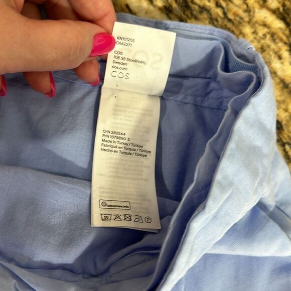 COS Light Blue Linen Blend High Waisted Pleated Front Trouser Shorts Size 8 - Picture 8 of 13